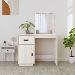 Walplus Dressing Table With Led White 95X50X133.5 Cm Solid Wood Pine - thumbnail 4