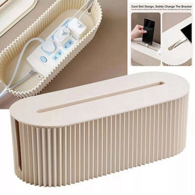 White Able Storage Box Wire Cable Management Socket Safety Tidy Organizer - image 1