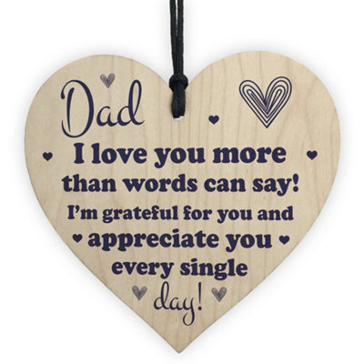 Red Ocean Dad Gifts Wooden Heart Fathers Day Gift For Him Thank You Dad Gift Keepsake - image 1