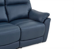Navy Blue Leather Electric 3 Seater Recliner Sofa - thumbnail 7