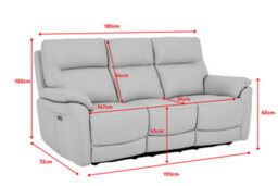 Navy Blue Leather Electric 3 Seater Recliner Sofa - thumbnail 9