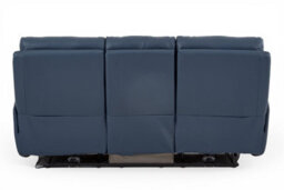 Navy Blue Leather Electric 3 Seater Recliner Sofa - thumbnail 4