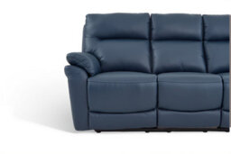 Navy Blue Leather Electric 3 Seater Recliner Sofa - thumbnail 5