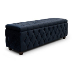 180Cm Riga Ottoman Storage Box With Wooden Legs, Silver Velvet Upholstered Chesterfield Storage Ottoman Box - thumbnail 2