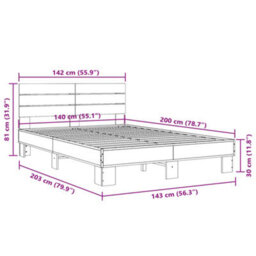 Berkfield Bed Frame Without Mattress Grey Sonoma 140X200 Cm - thumbnail 9