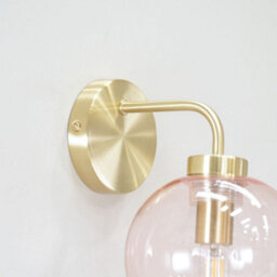 Valuelights Frenchie Brushed Gold Metal Wall Light With Pink Tinted Glass Globe Shade - Led Bulb Included - thumbnail 2
