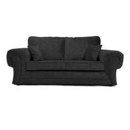 Furnishings For Less UK Chelsea Black Crushed Velvet Large 3 + 2 Seater Sofa Set Rolled Arms - thumbnail 2