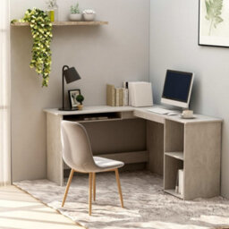 Berkfield L-Shaped Corner Desk Concrete Grey 120X140X75 Cm Engineered Wood