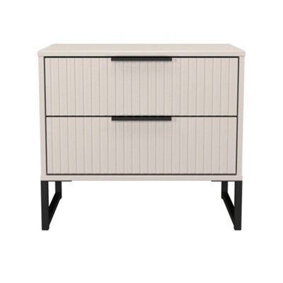 Ancona Matt Kashmir 2 Drawer Non-Extendable Bedside Table (H)515mm (W)575mm (D)395mm - image 1