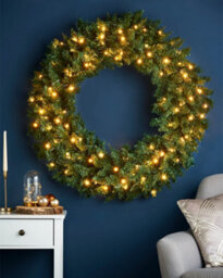 Werchristmas 1 M Pre-Lit Majestic Artificial Christmas Wreath, 100 Warm White Leds - thumbnail 2