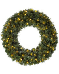 Werchristmas 1 M Pre-Lit Majestic Artificial Christmas Wreath, 100 Warm White Leds - thumbnail 1