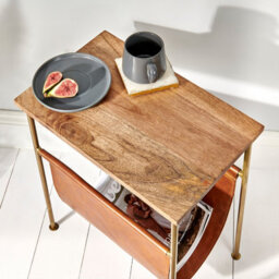 Leather Effect Magazine Rack With Shelf - thumbnail 4