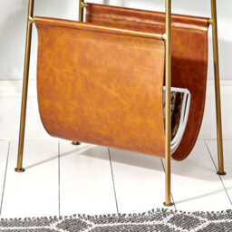 Leather Effect Magazine Rack With Shelf - thumbnail 2