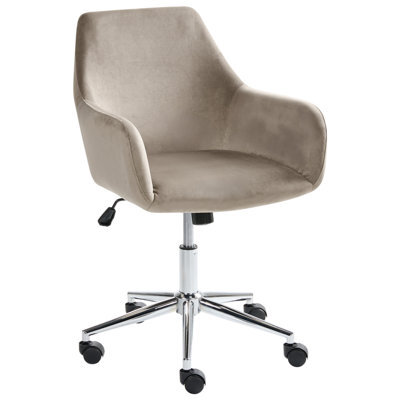 Beliani Office Chair Wellston Velvet Taupe - image 1