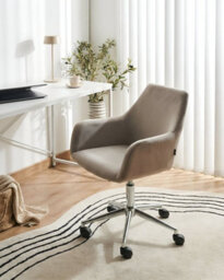 Beliani Office Chair Wellston Velvet Taupe - thumbnail 2