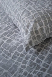 The Lyndon Company Tulle 100% Cotton Grey Duvet Cover Set Extra Soft Stone-Effect Bedding With Piped Edge - thumbnail 5