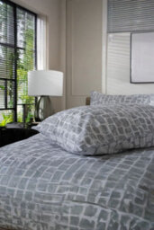 The Lyndon Company Tulle 100% Cotton Grey Duvet Cover Set Extra Soft Stone-Effect Bedding With Piped Edge - thumbnail 4