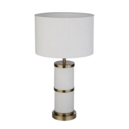 Pagazzi Lighting Pagazzi Manning Antique Brass & White Glass Table Lamp - thumbnail 4