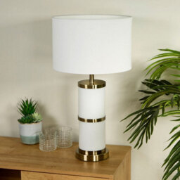 Pagazzi Lighting Pagazzi Manning Antique Brass & White Glass Table Lamp - thumbnail 1