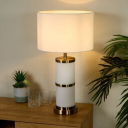 Pagazzi Lighting Pagazzi Manning Antique Brass & White Glass Table Lamp - thumbnail 2