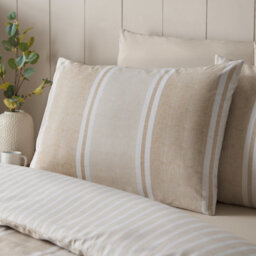 Catherine Lansfield Banded Stripe Reversible King Duvet Cover Set With Pillowcases Natural - thumbnail 3