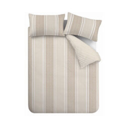Catherine Lansfield Banded Stripe Reversible King Duvet Cover Set With Pillowcases Natural - thumbnail 5