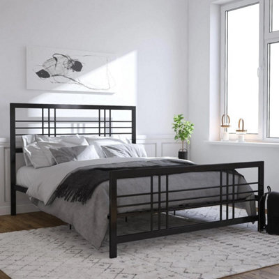 Heavy Duty Metal King Size Bed In Black Industrial Style - image 1