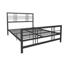 Heavy Duty Metal King Size Bed In Black Industrial Style - thumbnail 2