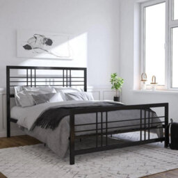 Heavy Duty Metal King Size Bed In Black Industrial Style - thumbnail 4