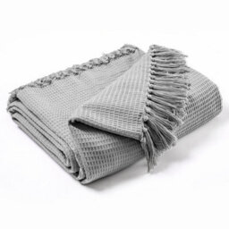 Ehc Waffle Cotton Woven King Size Sofa Throw 3 Seater Sofa/ Chair/ Double Bed, 228 X 254 Cm, Smoke