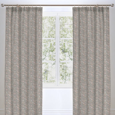 Appletree Roselle 100% Cotton Grey Fully Lined Pair Of Tab Top Curtains - image 1