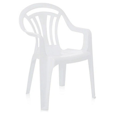 STAR SUPPLIES 8 X White Plastic Indoor Outdoor Stackable Low Back Patio Garden Chairs - image 1