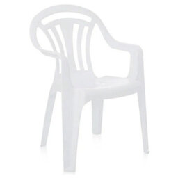 STAR SUPPLIES 8 X White Plastic Indoor Outdoor Stackable Low Back Patio Garden Chairs - thumbnail 1