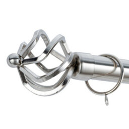 A.unique Home Twisted Metal Extendable Curtain Pole With Rings And Fittings (25/28mm) - Brushed Steel , 120Cm - 220Cm Approx - thumbnail 2