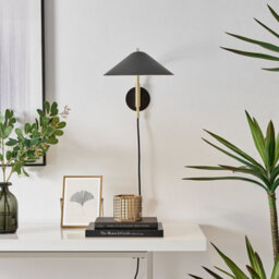 Furniturebox Uk Poppy Wall Lamp With Matte Black Shade And Brushed Brass - thumbnail 4