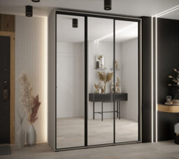 Arte Dakota Ii Sleek Cashmere Mirrored Door Wardrobe 1800mm H2350mm D600mm With Three Sliding Doors, Two Hanging Rails, And Ten Shelves - thumbnail 2