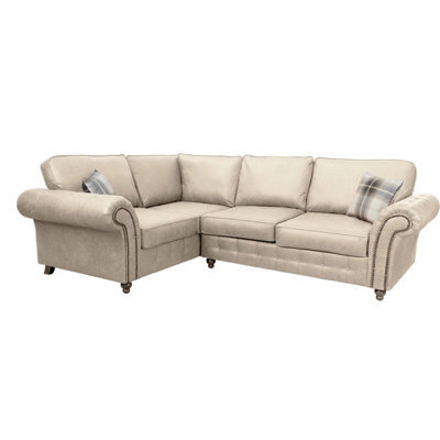 Oakland Suede Leather 1C2 Corner Sofa Marble - image 1