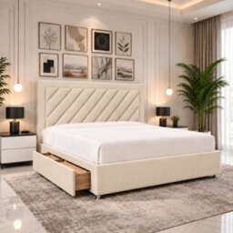Luxury Upholstered Divan Bed With Side Storage Drawers & Tall Headboard - thumbnail 2
