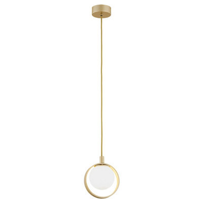 Luminosa Lighting Luminosa Saturnia Globe Pendant Ceiling Light Opal Matt, Gold - image 1