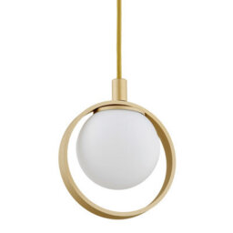 Luminosa Lighting Luminosa Saturnia Globe Pendant Ceiling Light Opal Matt, Gold - thumbnail 3
