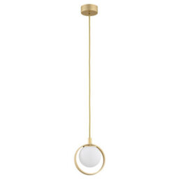 Luminosa Lighting Luminosa Saturnia Globe Pendant Ceiling Light Opal Matt, Gold - thumbnail 2
