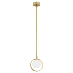 Luminosa Lighting Luminosa Saturnia Globe Pendant Ceiling Light Opal Matt, Gold - thumbnail 1