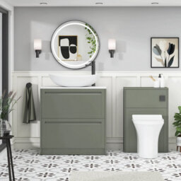 Royal Bathrooms Royal Bathroom Elmore 800mm Matt Green Freestanding Countertop Bathroom Vanity Unit 2 Drawer With Cesar Basin - thumbnail 5