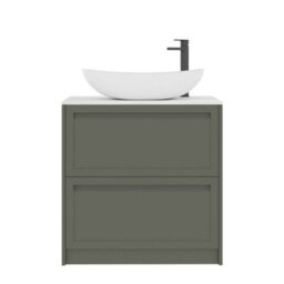 Royal Bathrooms Royal Bathroom Elmore 800mm Matt Green Freestanding Countertop Bathroom Vanity Unit 2 Drawer With Cesar Basin - thumbnail 7