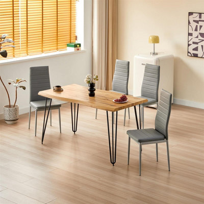 Kosy Koala Dining Table With 4 Grey Faux Leather Chairs Set Kitchen Dining Room Furniture - image 1