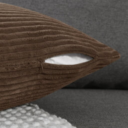 "Deconovo Set Of 2 Super Soft Corduroy Cushion Covers Chocolate 18""x18""" - thumbnail 5