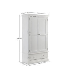 Oakham Premium Ardena 2 Door & 1 Drawer Wardrobe In White - thumbnail 4
