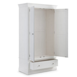 Oakham Premium Ardena 2 Door & 1 Drawer Wardrobe In White - thumbnail 2