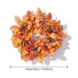 Thehotsale 50Cm Dia Round Wreath Halloween Maple Leaf Berry Wreath Artificial Wreath - thumbnail 7