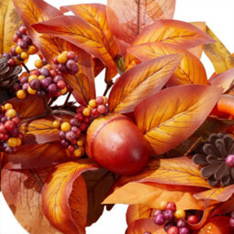 Thehotsale 50Cm Dia Round Wreath Halloween Maple Leaf Berry Wreath Artificial Wreath - thumbnail 5